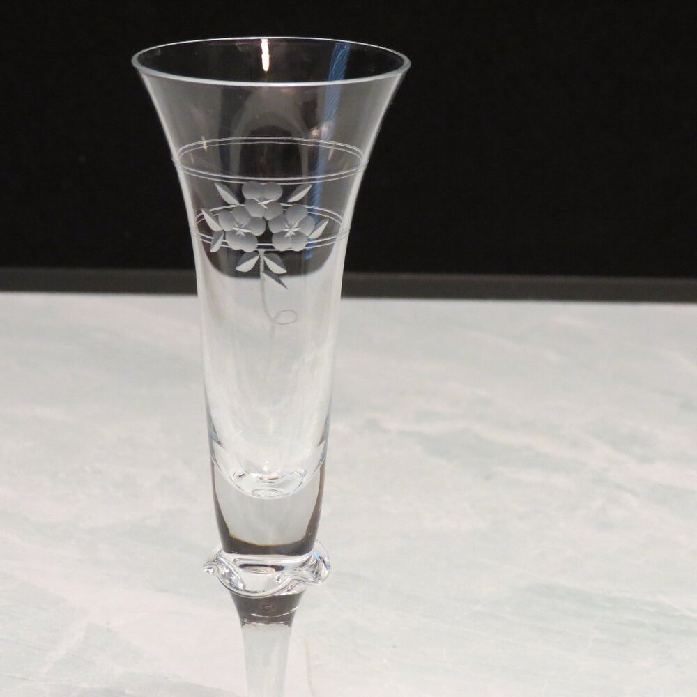 Vintage Etched Champagne Flute/ Approx. 7 inches